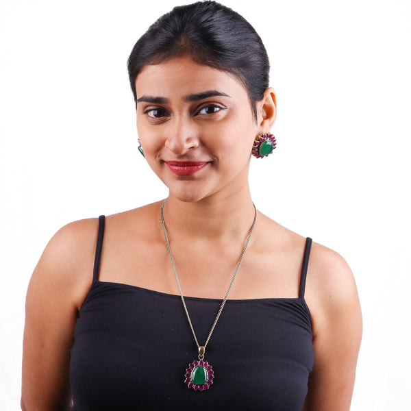 Brass Fashion Pendant & Earrings Set without Chain