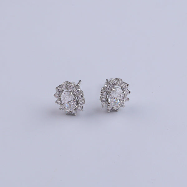 Silver CZ Oval Cluster Set