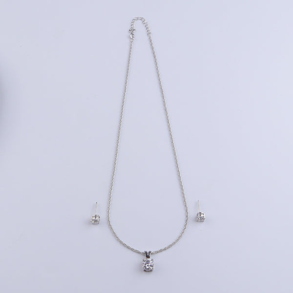 Silver CZ Round Shape Set