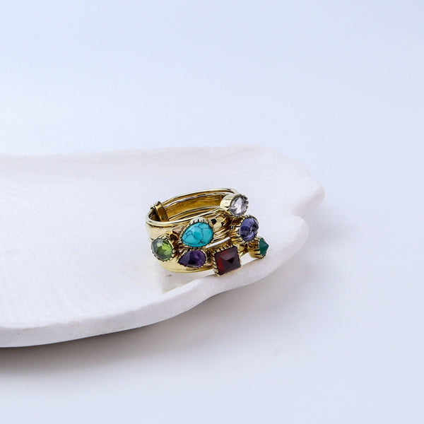 Close-up of a brass fashion ring showcasing intricate detailing, unique design, and fine craftsmanship