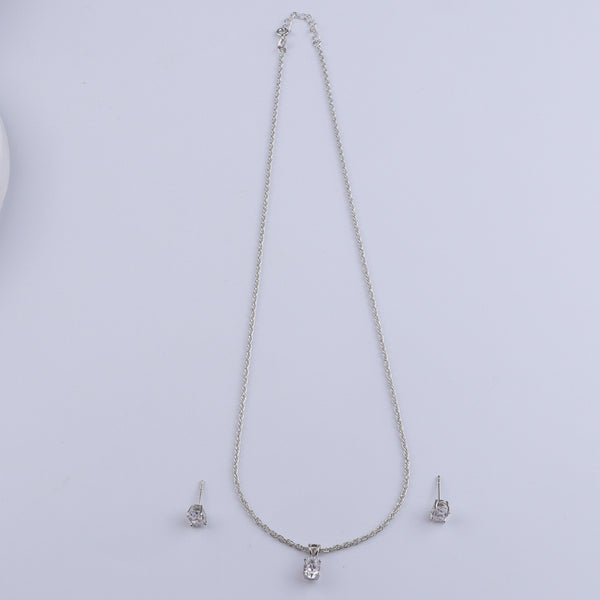 Silver CZ Tiny Oval Shape Set