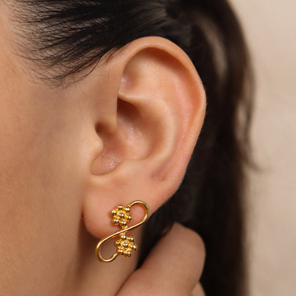 Silver Kudi Leher Earring | 92.5 Silver | 22K Gold Plated