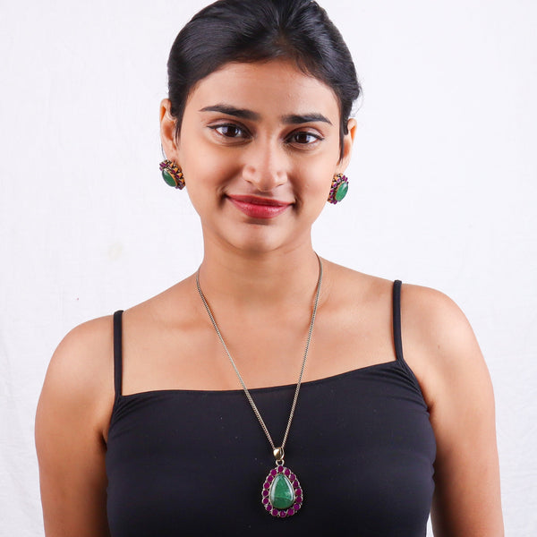 Brass Fashion Pendant & Earrings Set without Chain
