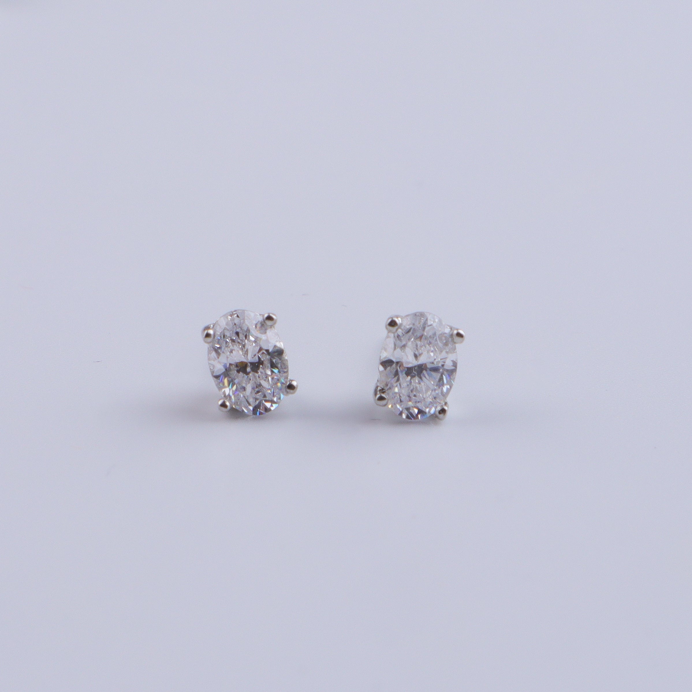 Silver CZ Tiny Oval Shape Set