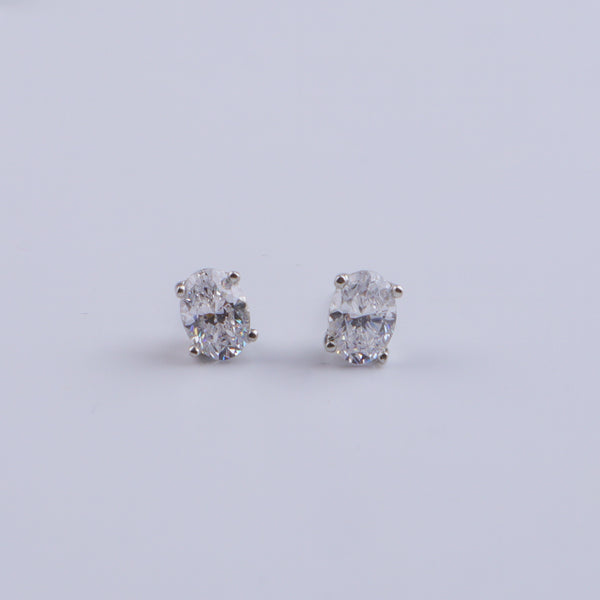 Silver CZ Tiny Oval Shape Set