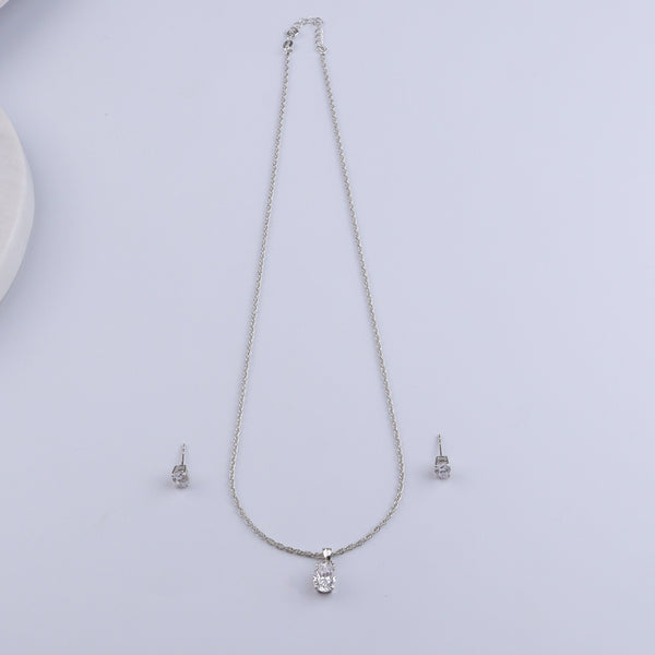 Silver CZ Oval Shape Set