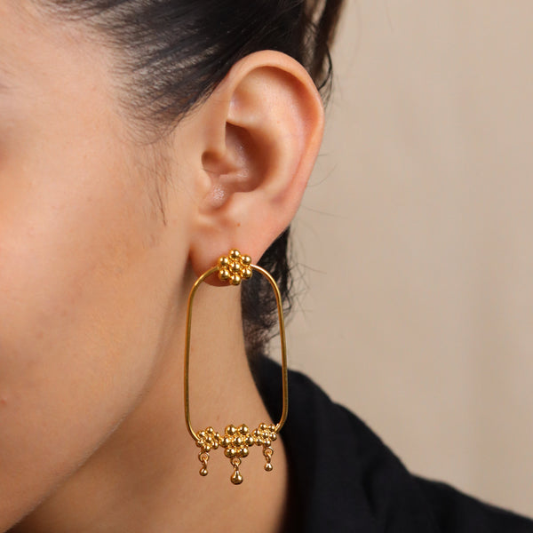 Kudi Chandbali Earring | 92.5 Silver | 22K Gold Plated | size : large