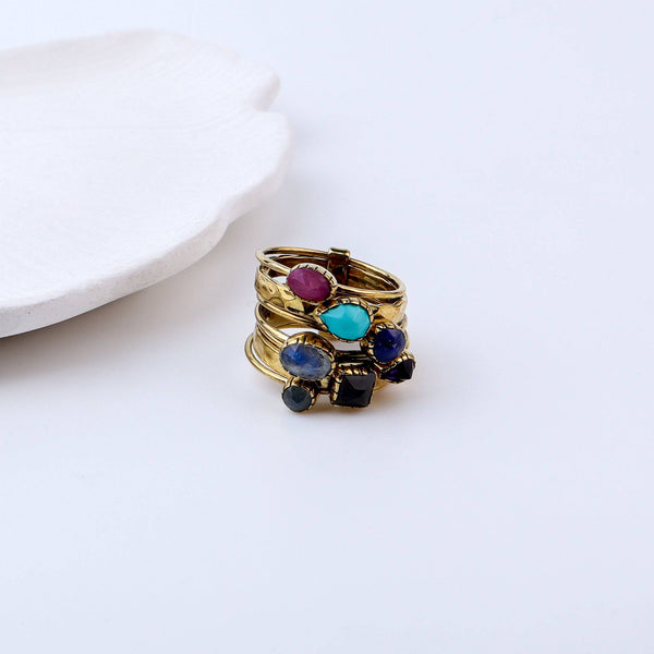 Detailed view of Brass Fashion Ring highlighting intricate motifs, textured surface, and refined brass finish