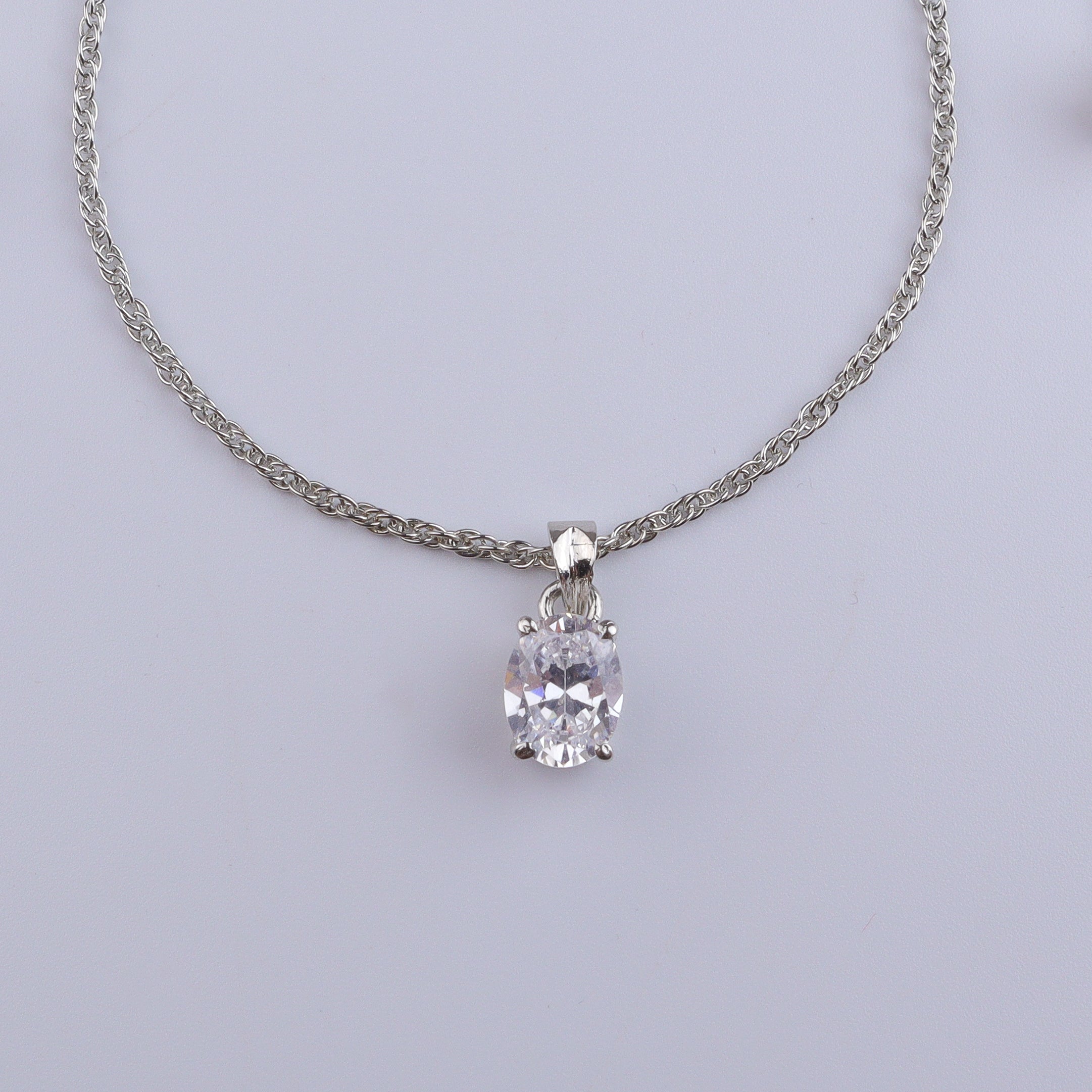 Silver CZ Oval Shape Set