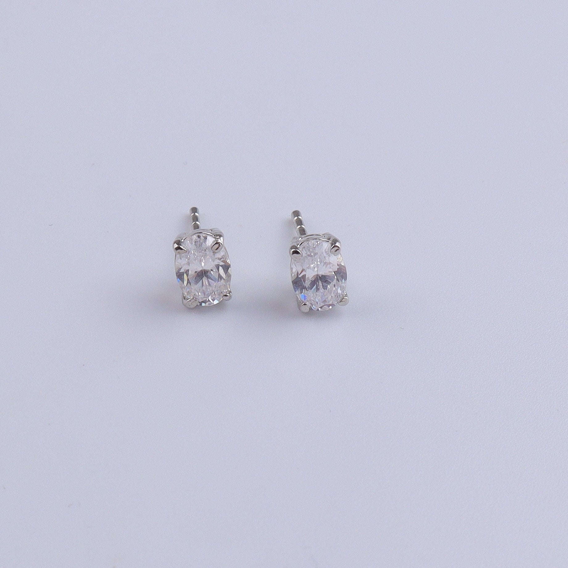 Silver CZ Oval Shape Set