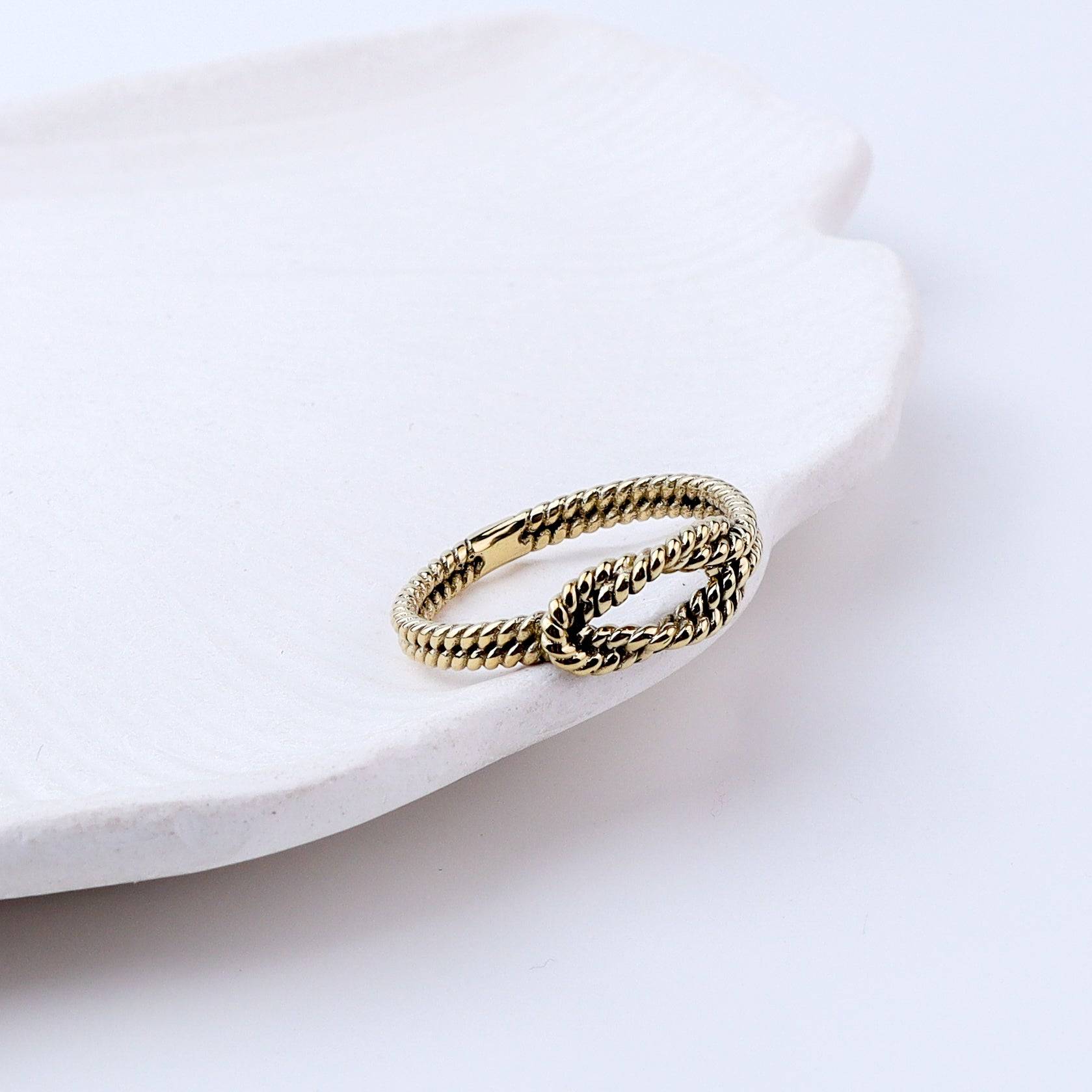 Close-up of a brass fashion ring showcasing intricate detailing, unique design, and fine craftsmanship