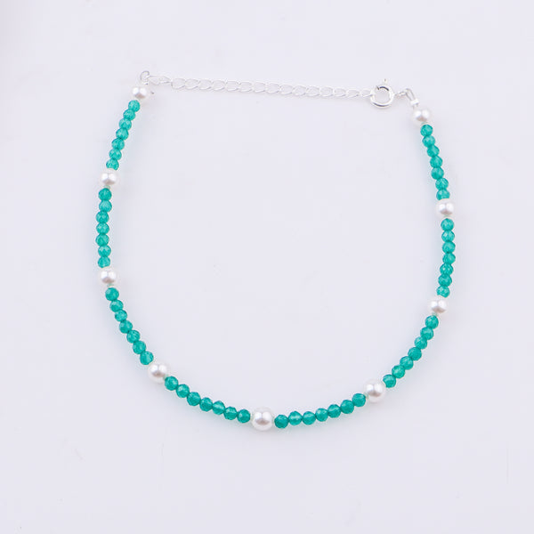 Semi-Precious Stone Anklet with Pearls
