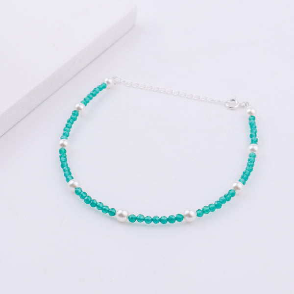 Semi-Precious Stone Anklet with Pearls