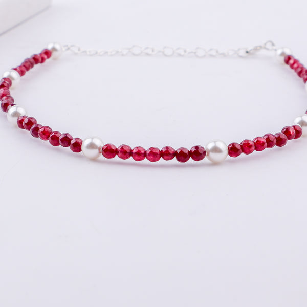 Semi-Precious Stone Anklet with Pearls