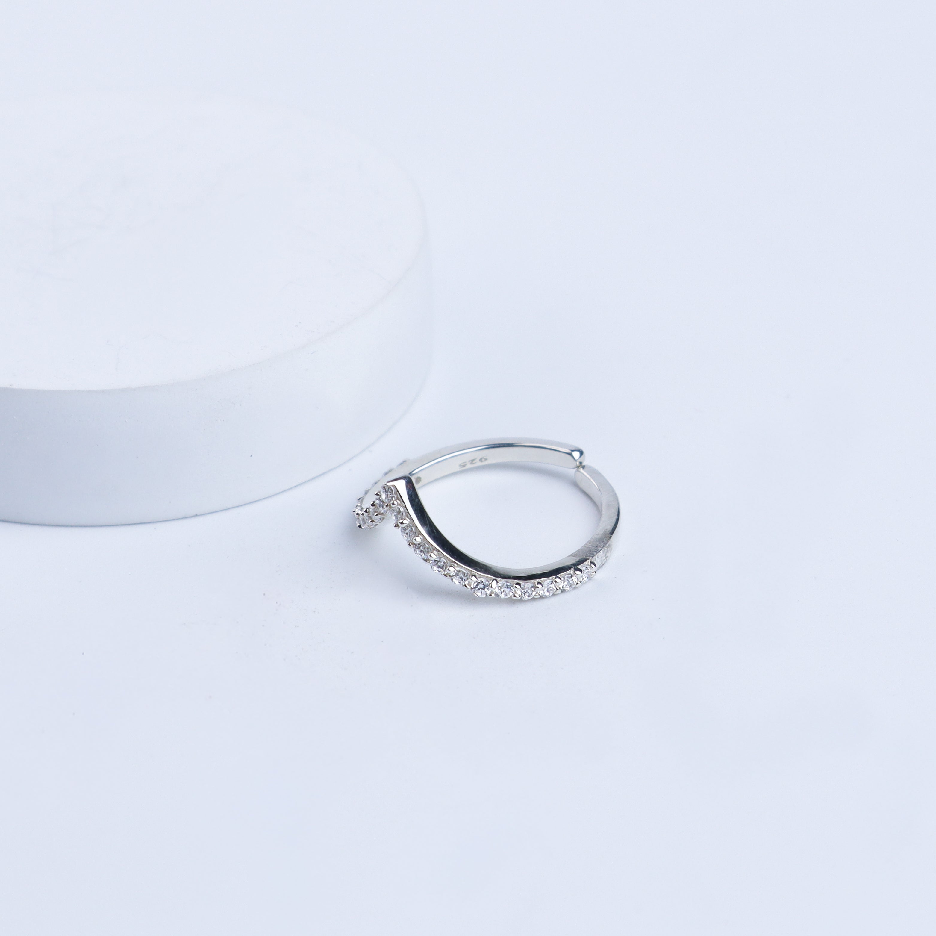 Silver CZ V Ring | 92.5 Silver