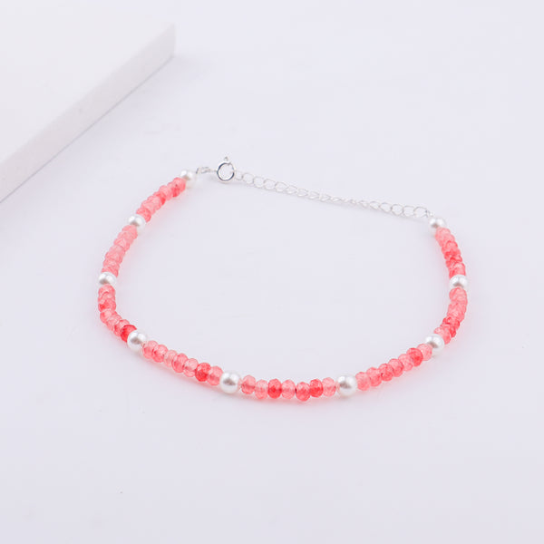 Semi-Precious Stone Anklet with Pearls