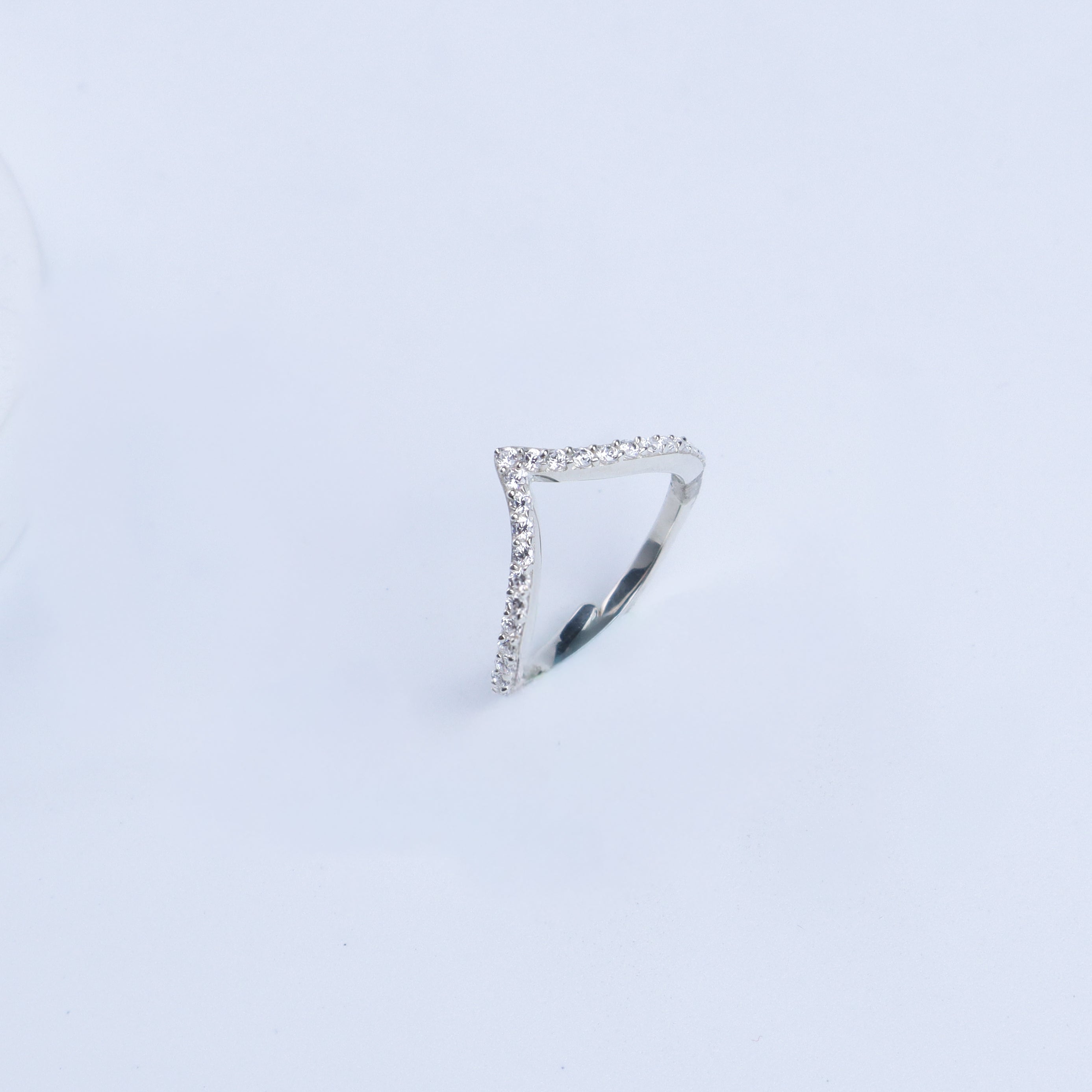 Silver CZ V Ring | 92.5 Silver