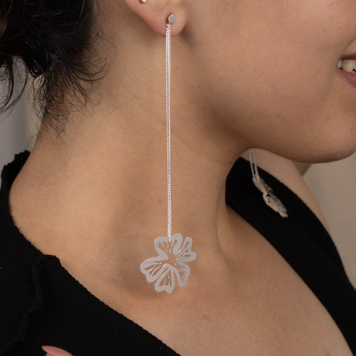 Silver Gulmohar Filigree Laser Cut Dangler Earring