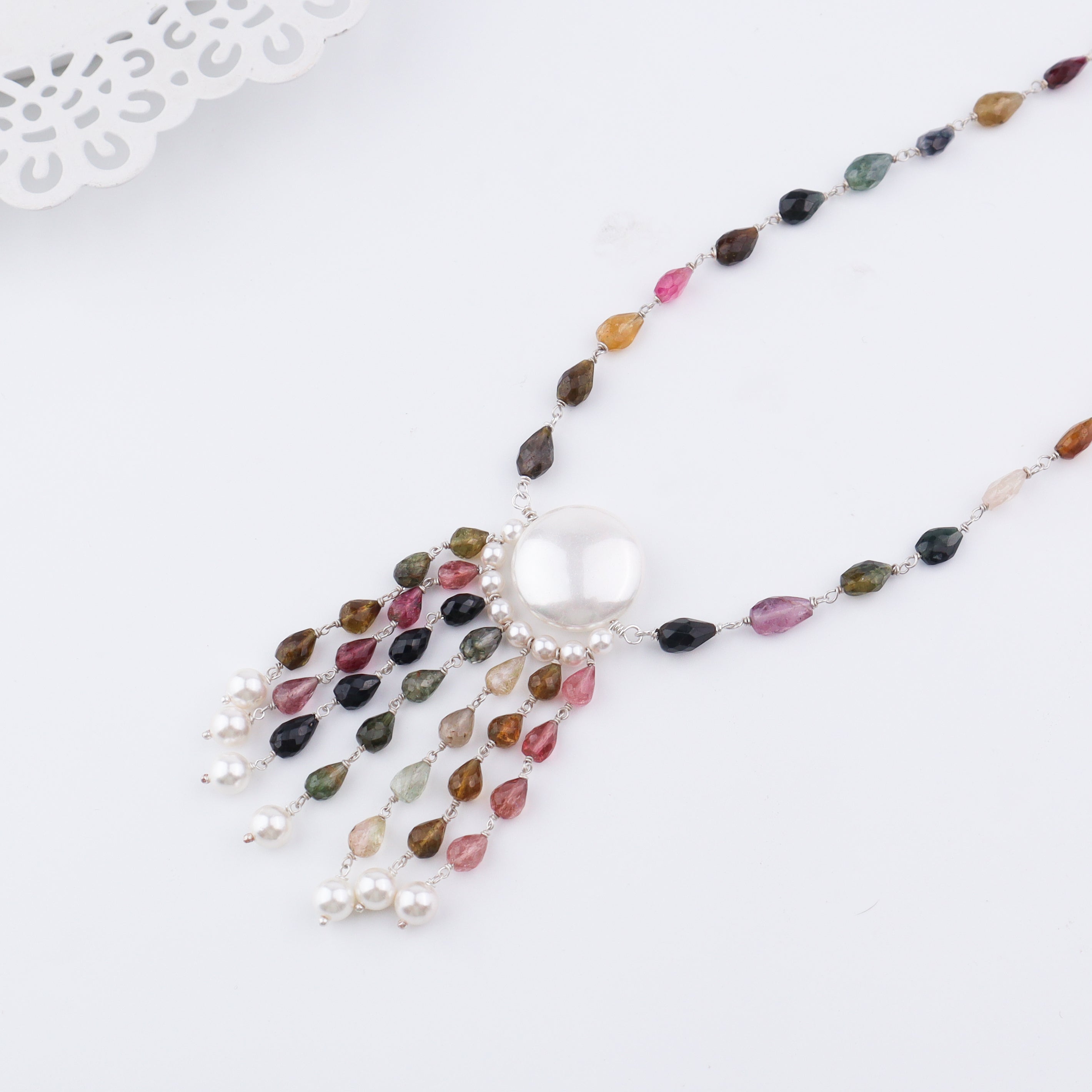 Luxe Necklace - Tourmaline & Swarovski Pearls