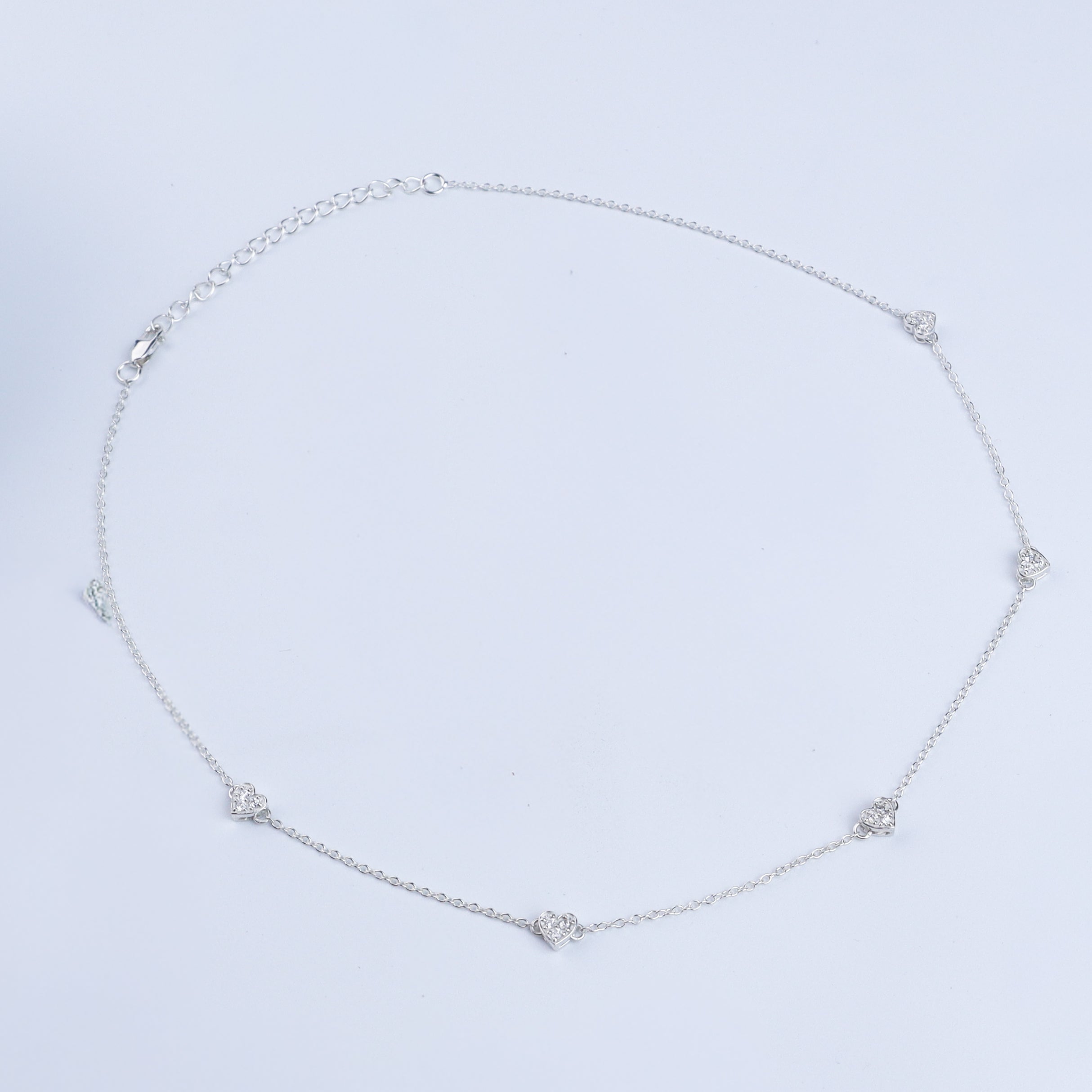 Silver CZ Studded Heart Motif Necklace | 92.5 Silver