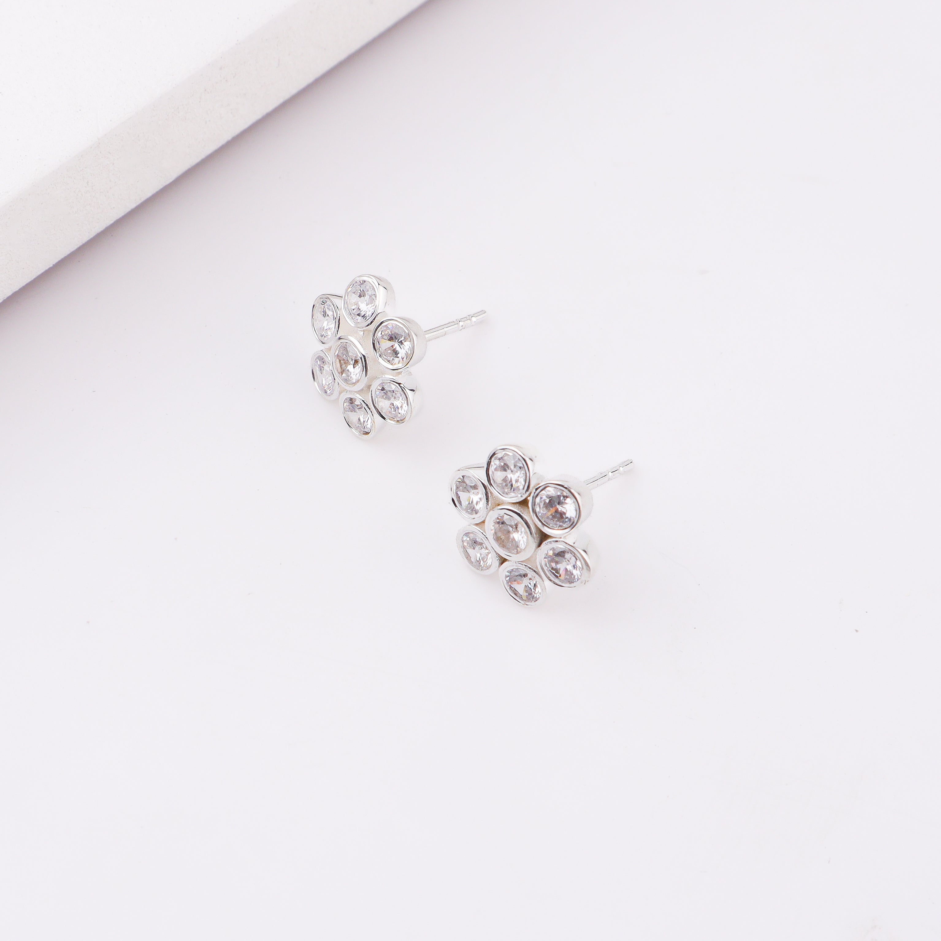 Sliver CZ Kudi Stud Earrings