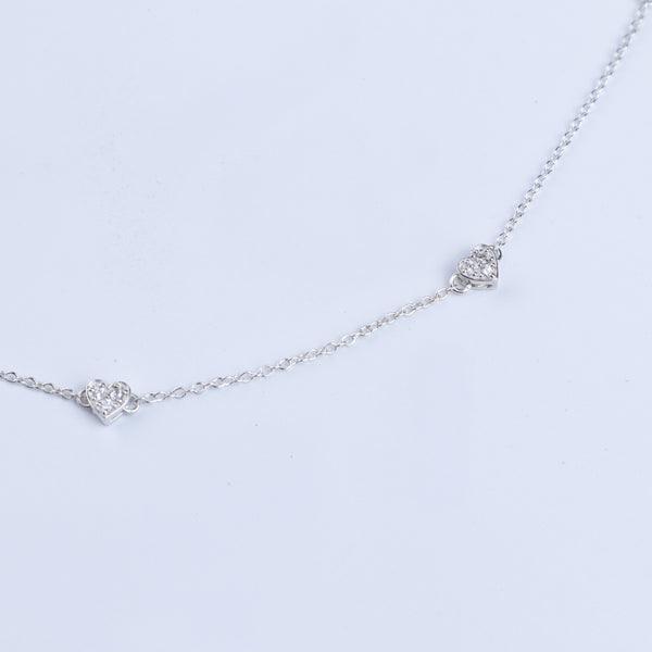 Silver heart necklace with CZ stones