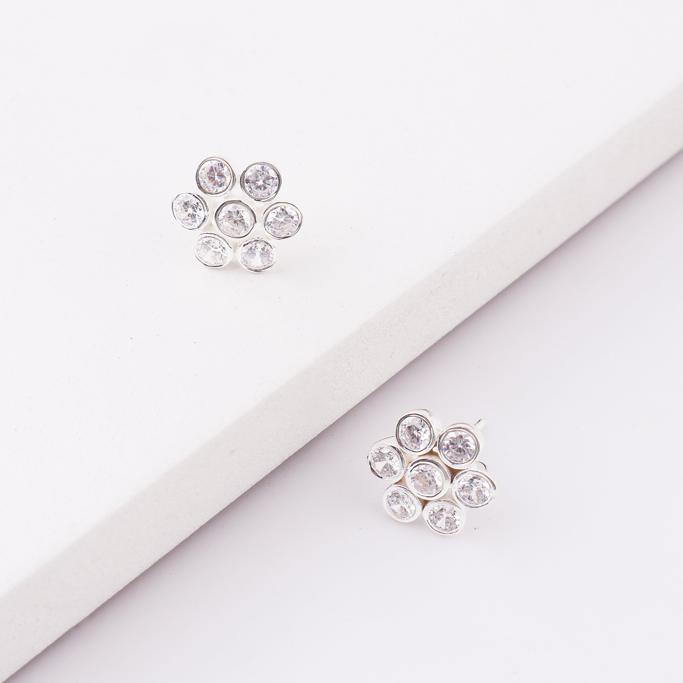 Sliver CZ Kudi Stud Earrings