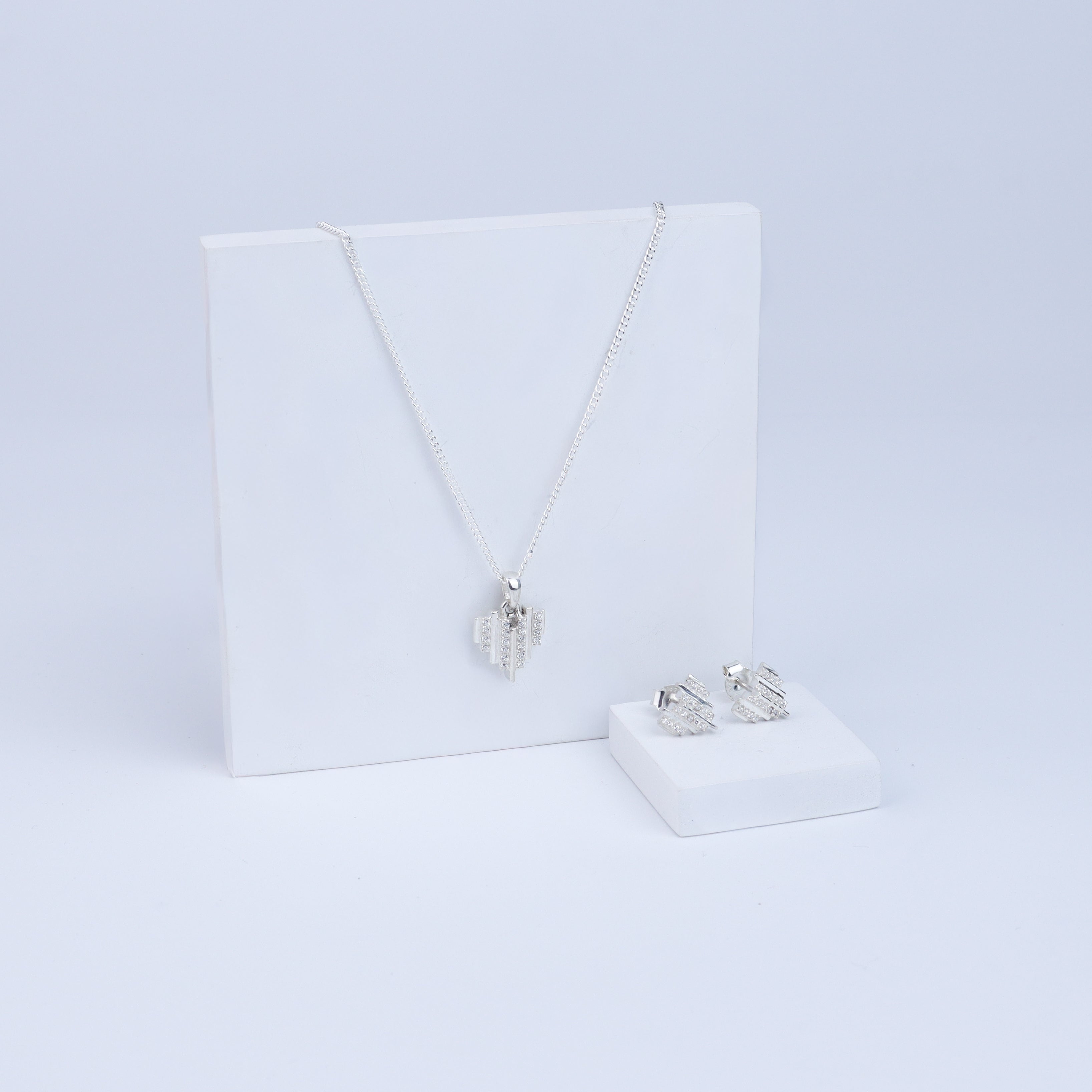 Heart Set with Chain | CZ | 92.5 Silver
