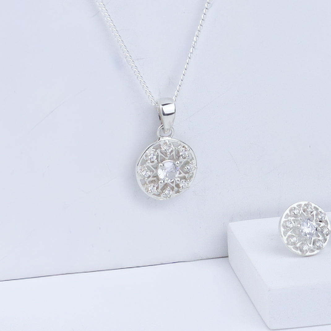 Studded Set With Chain | CZ | 92.5 Silver