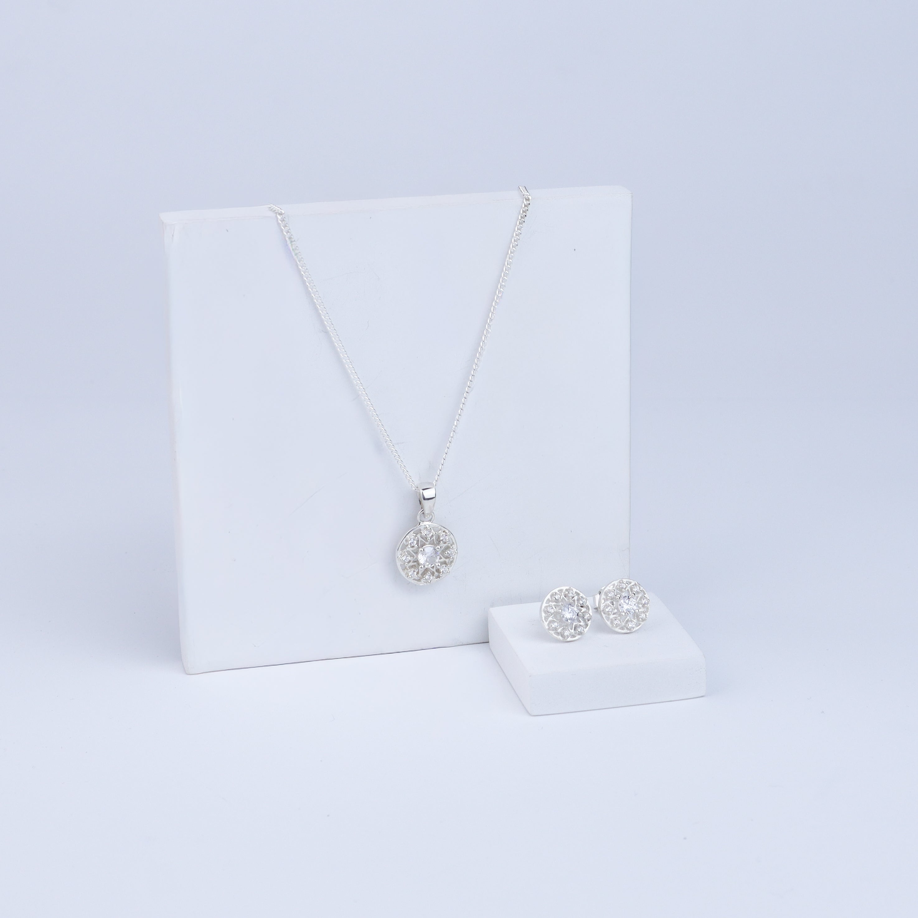 Studded Set With Chain | CZ | 92.5 Silver