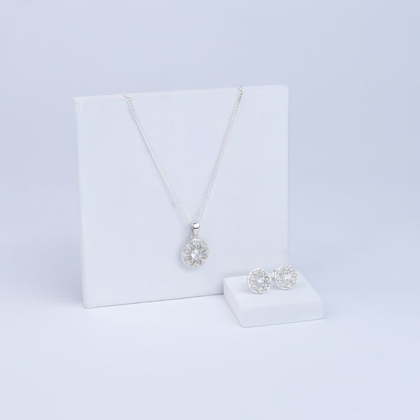 Studded Set With Chain | CZ | 92.5 Silver