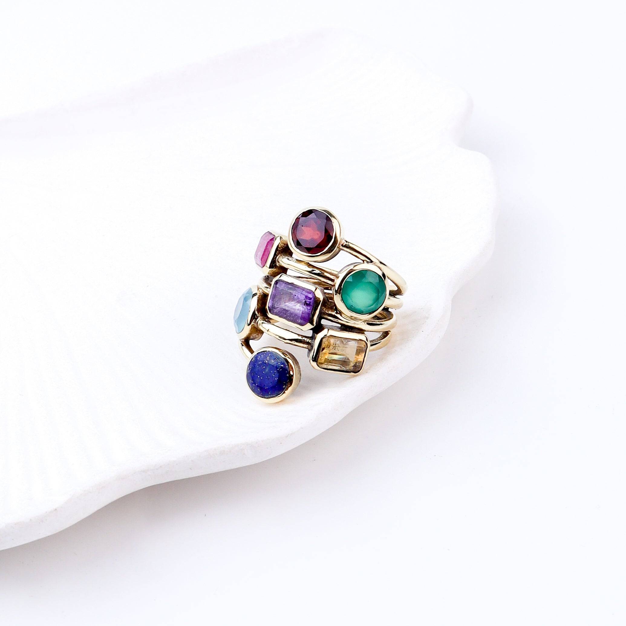 Detailed view of Brass Fashion Ring highlighting intricate motifs, textured surface, and refined brass finish