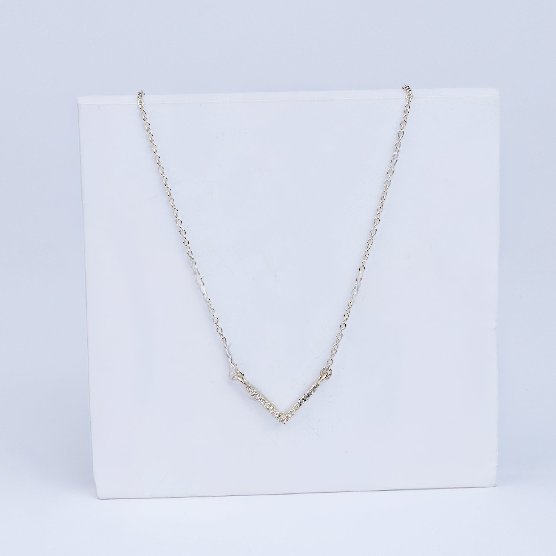 Silver CZ V-Shape Necklace | 92.5 Silver