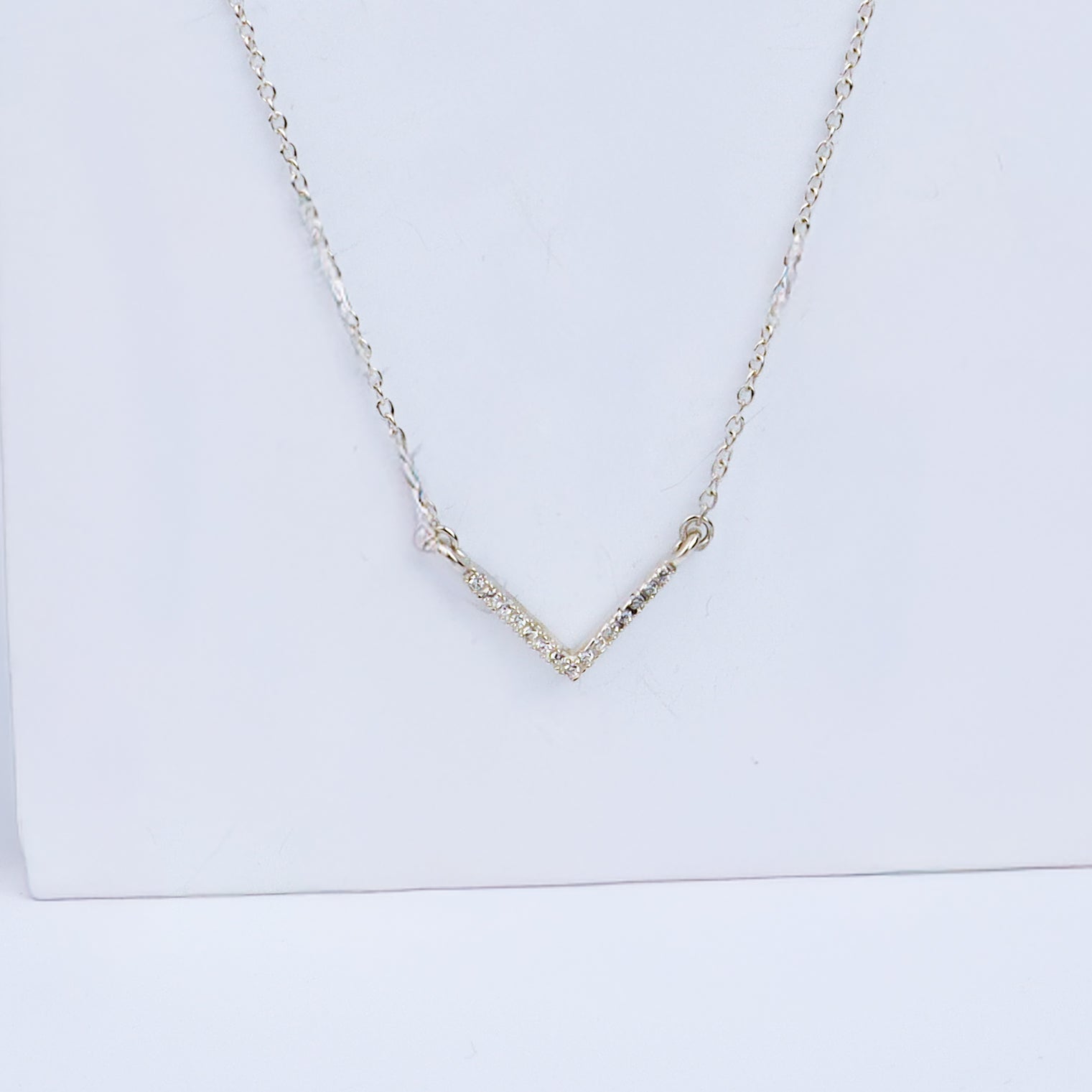 Silver CZ V-Shape Necklace | 92.5 Silver