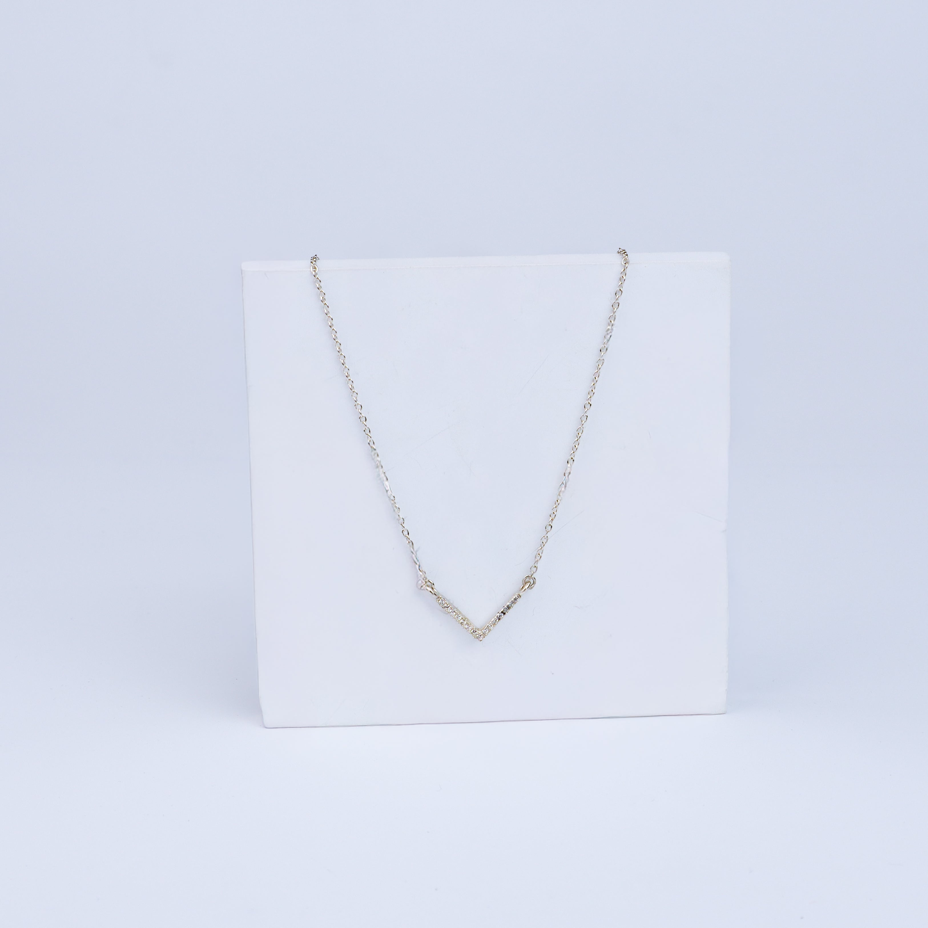 Silver CZ V-Shape Necklace | 92.5 Silver