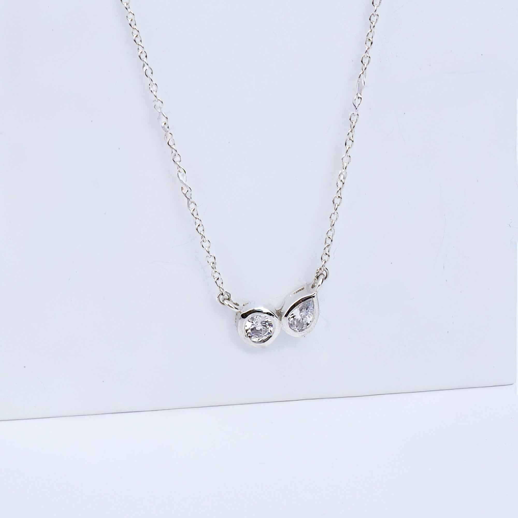 Silver Chain with Twin CZ Dots | 92.5 Silver
