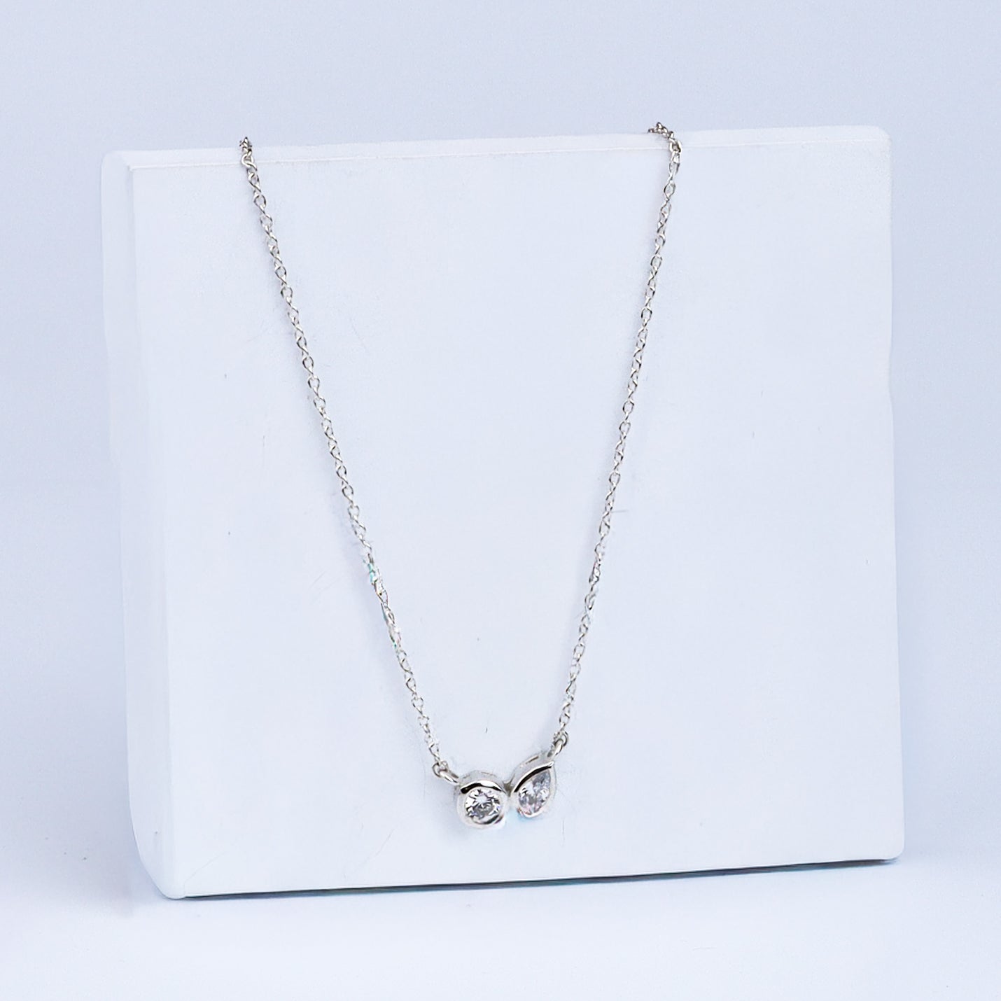 Silver Chain with Twin CZ Dots | 92.5 Silver