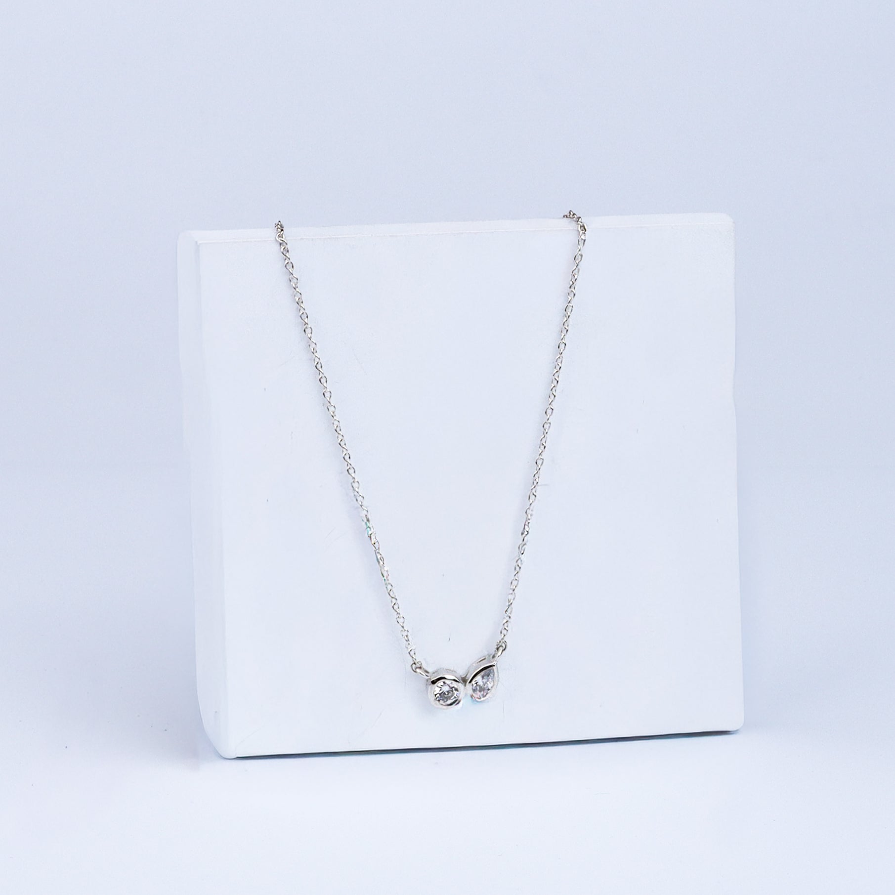 Silver Chain with Twin CZ Dots | 92.5 Silver