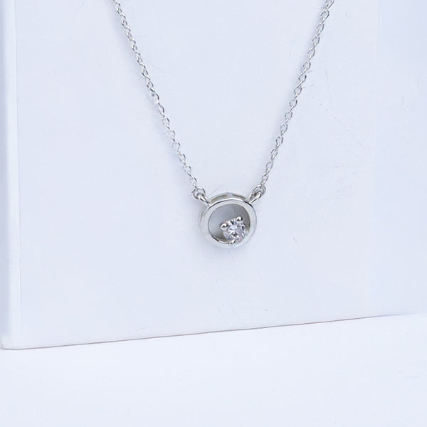 Silver necklace with CZ circle pendant
