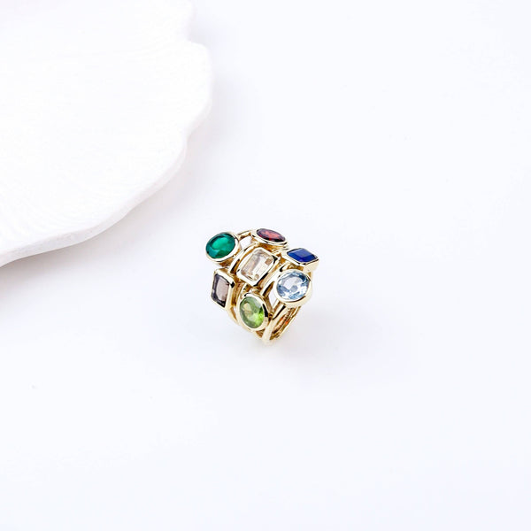Angled view of Brass Fashion Ring highlighting its distinctive shape and polished brass finish