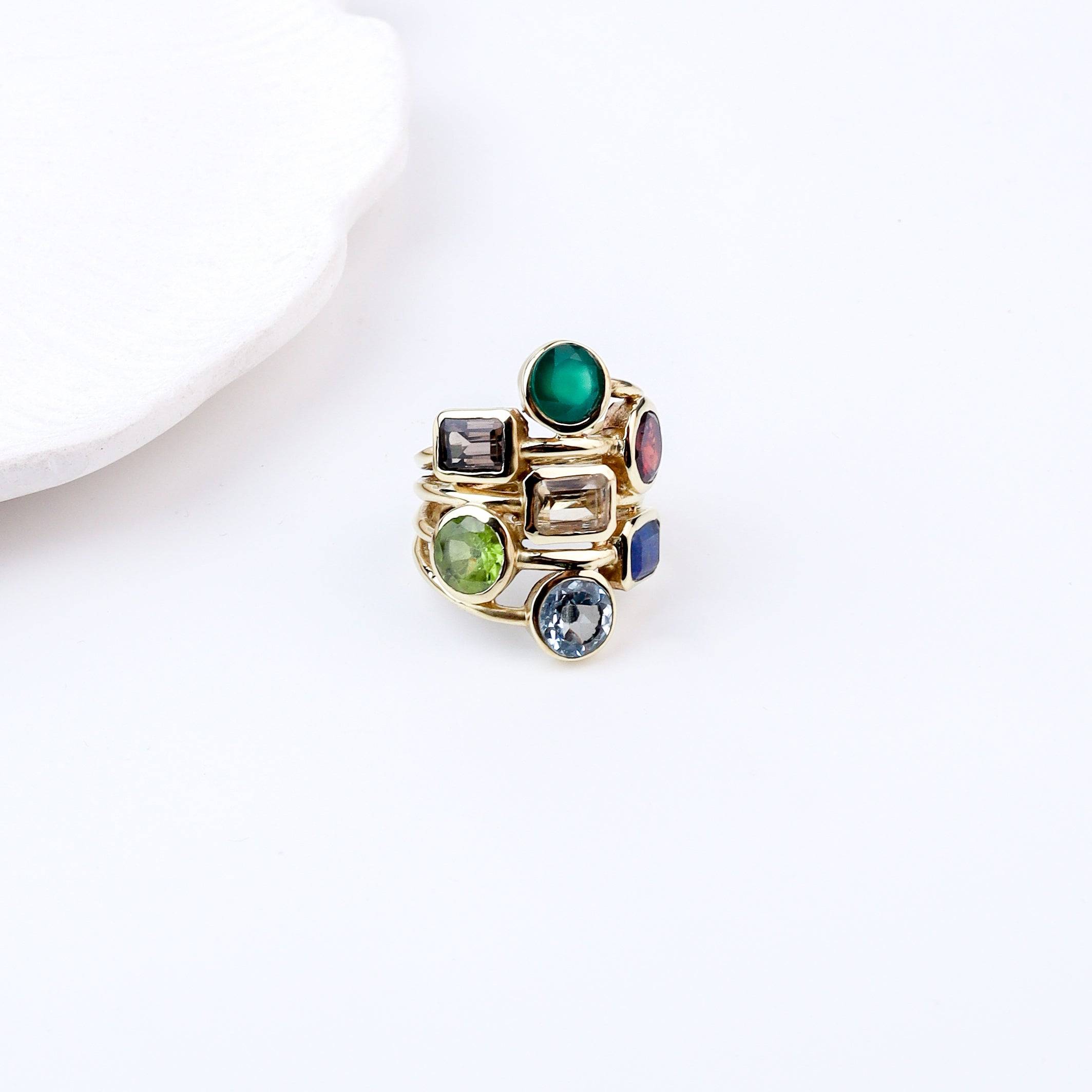 Detailed view of Brass Fashion Ring highlighting intricate motifs, textured surface, and refined brass finish