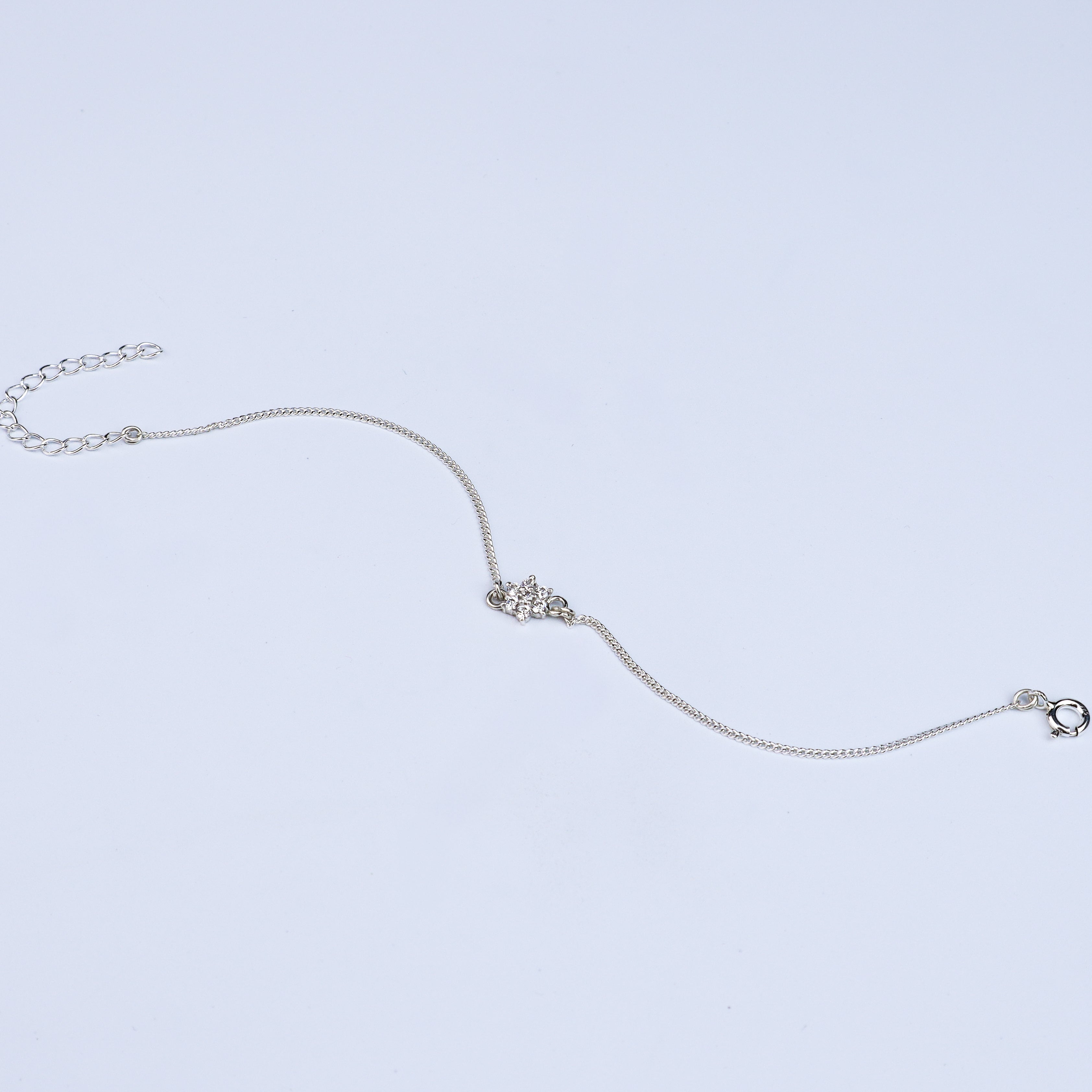 Single Flower Motif Bracelet | CZ | 92.5 Silver