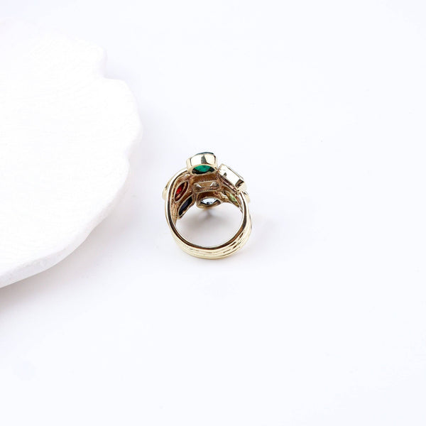 Model styling Brass Fashion Ring with an elegant ethnic outfit for a statement jewellery look