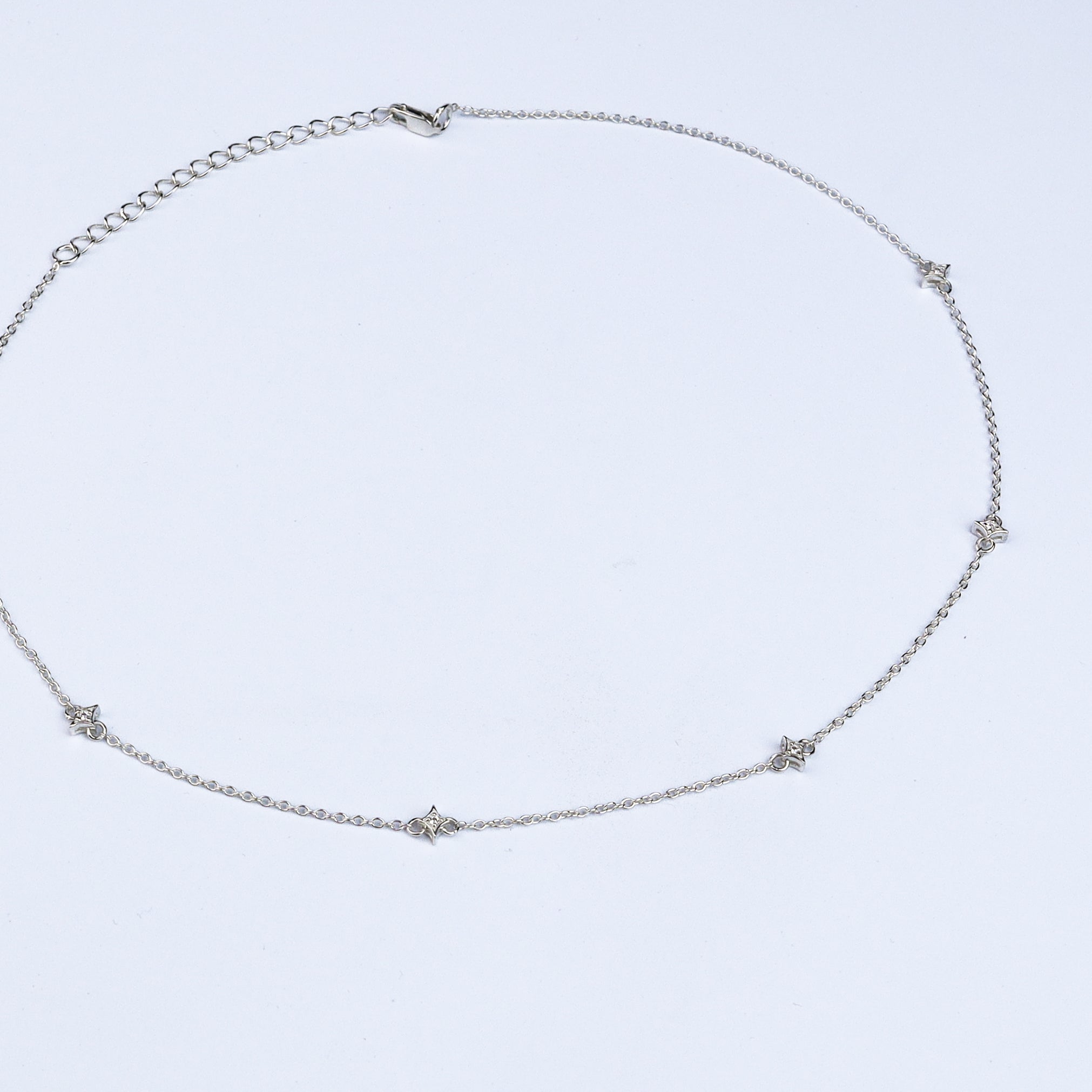 Silver Necklace with CZ Charms | 92.5 Silver