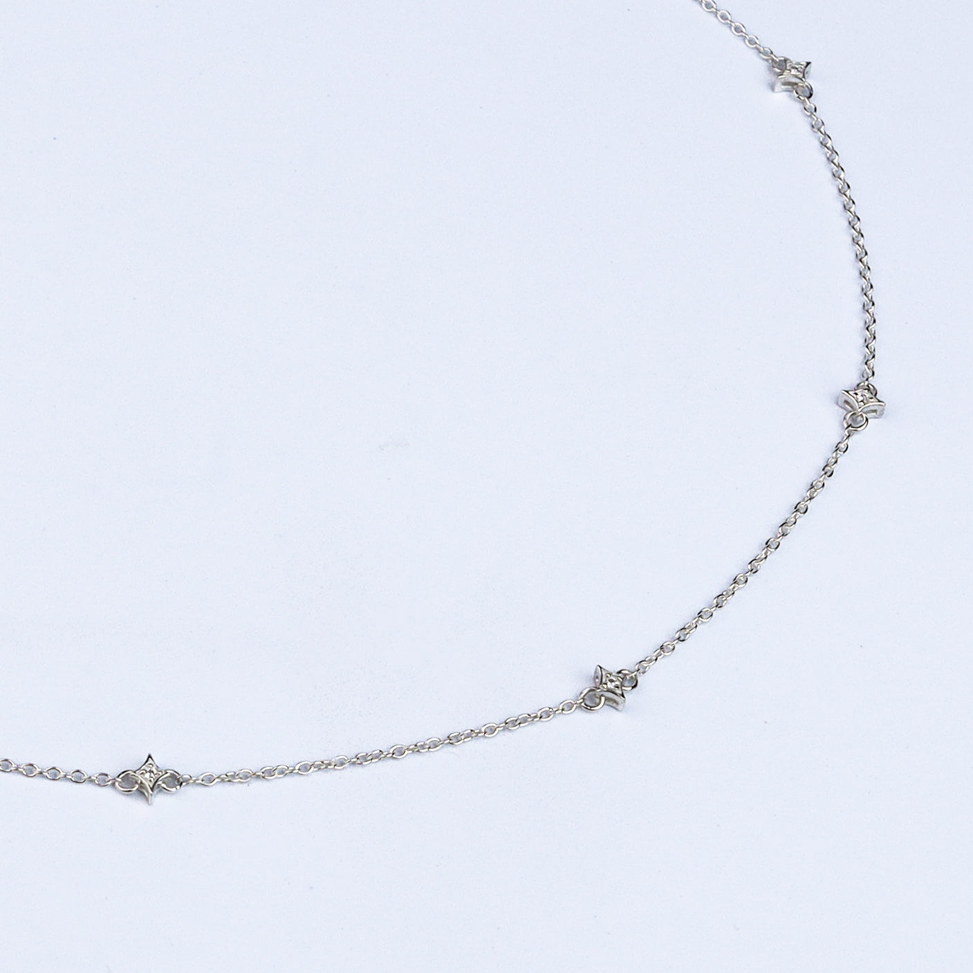 Silver Necklace with CZ Charms | 92.5 Silver