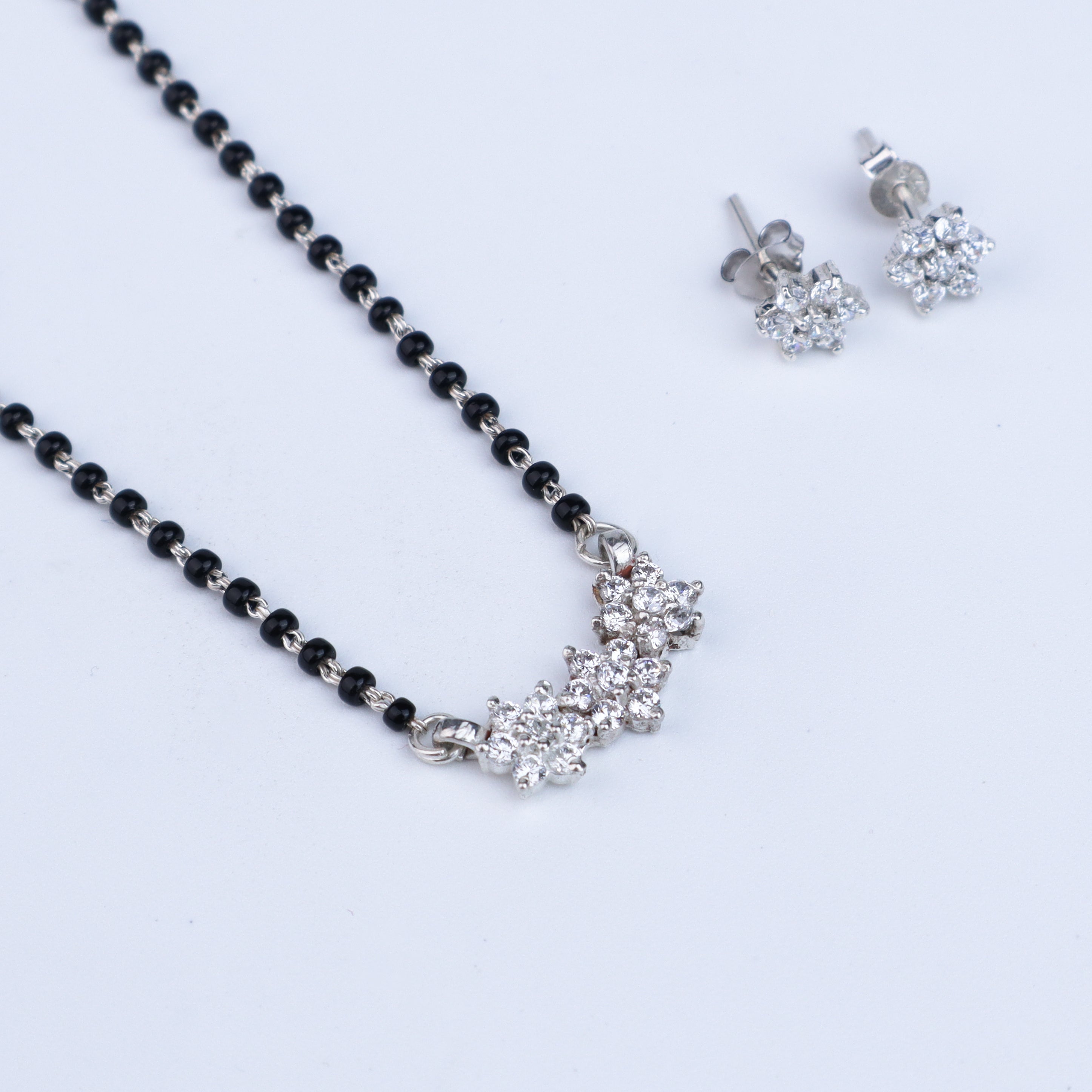 Flower Mangalsutra Set Small | CZ | 92.5 Silver