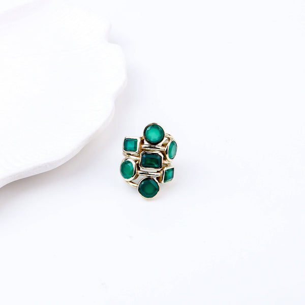 Model styling Brass Fashion Ring with an elegant ethnic outfit for a statement jewellery look