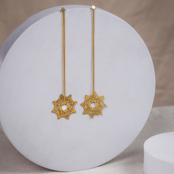 Silver Snowflake Filigree Dangler Earring | 92.5 Silver | 22K Gold Plated