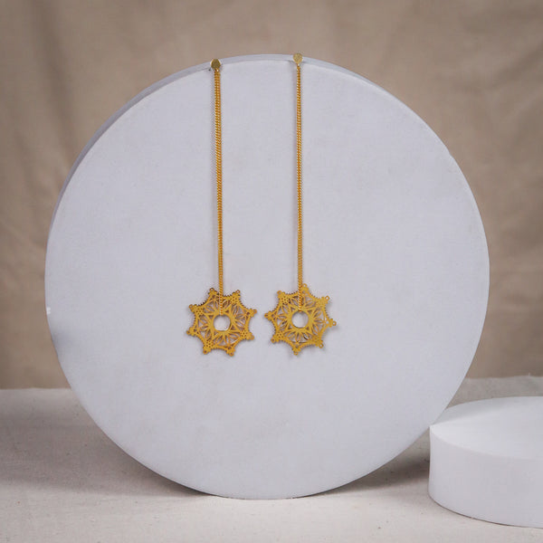 Silver Snowflake Filigree Dangler Earring | 92.5 Silver | 22K Gold Plated