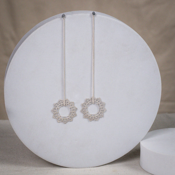 Silver Rose Bud Filigree Dangler Earring